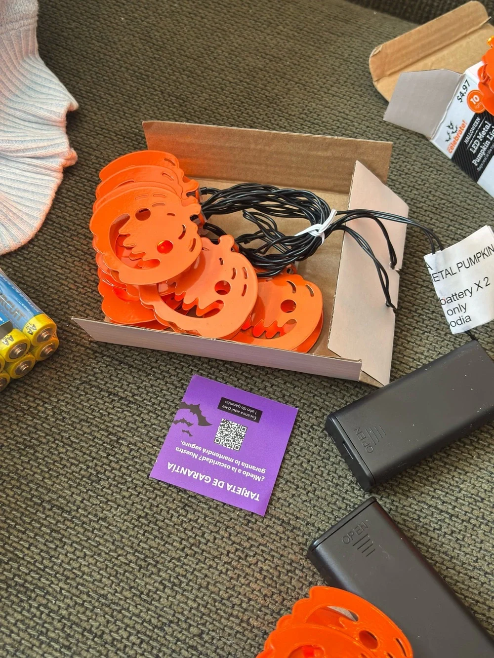 Halloween decorations Metal pumpkin lights NIB